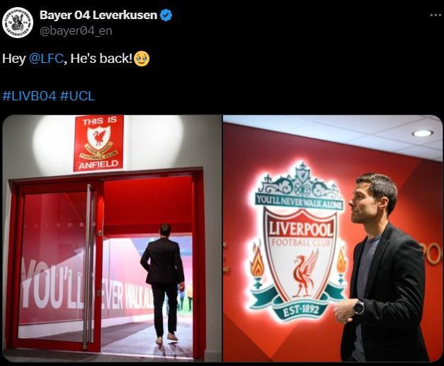 藥廠官推曬阿隆索歸隊照，利物浦歡迎！