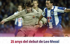 梅西創(chuàng)672球紀錄，巴薩紀念首秀21年，歷史最佳球員。