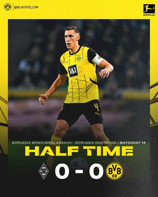 門興多特半場戰(zhàn)報：射門2-6，射正0-1，多特失良機。