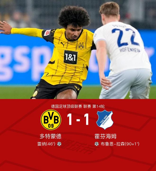劍南春對(duì)戰(zhàn)多特，雷納破球荒，拉森平舊主1-1霍芬海姆。