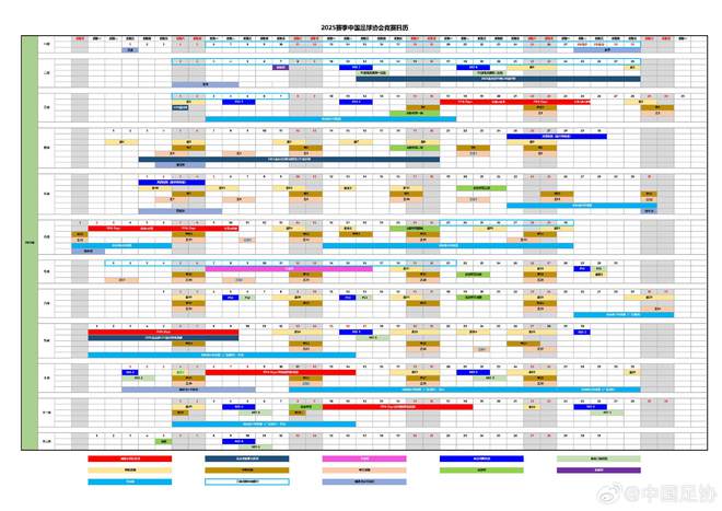 中國足協(xié)公布2025賽季日歷，中超2月21日開賽。
