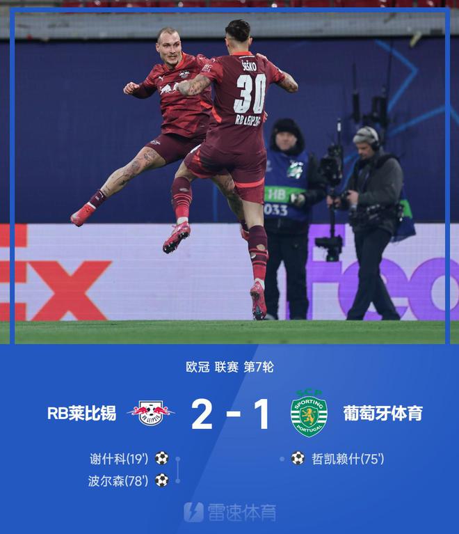 歐冠戰(zhàn)況：謝什科、波爾森進(jìn)球，哲凱賴什替補(bǔ)得勝，萊比錫勝葡萄牙體育2-1。