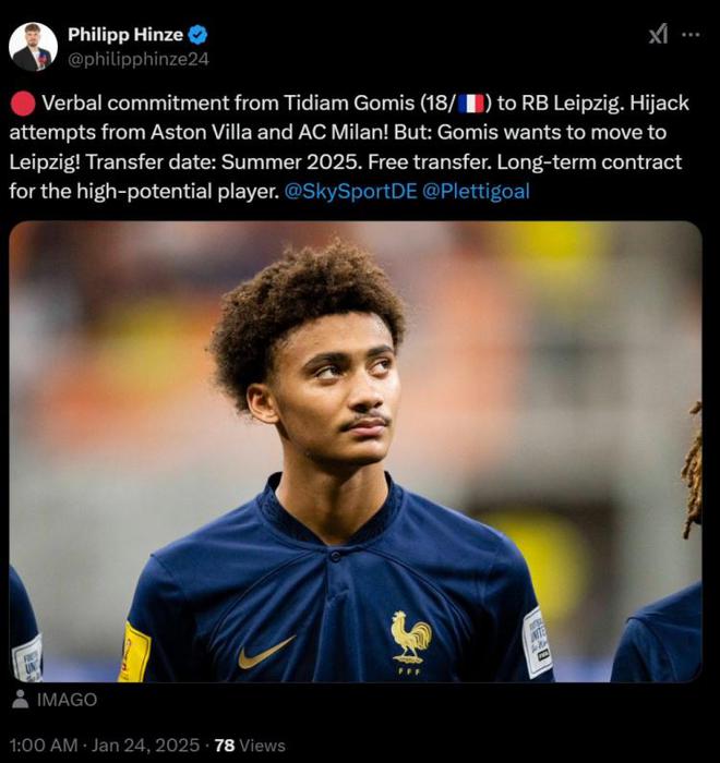 德天萊比錫免簽戈米斯，口頭協(xié)議達(dá)成，米蘭維拉曾嘗試競爭。