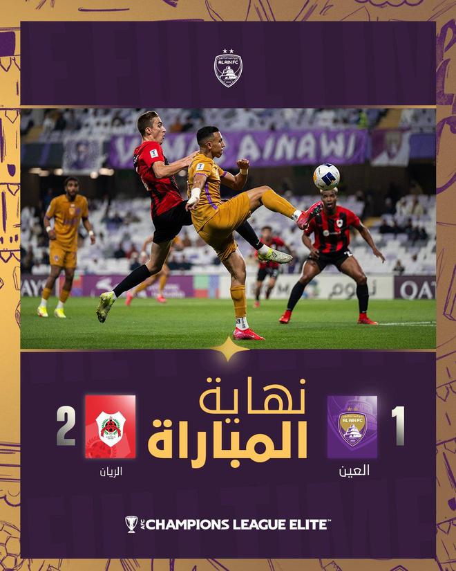 亞冠衛(wèi)冕冠軍遭淘汰，阿爾艾因7輪僅2分，提前出局。