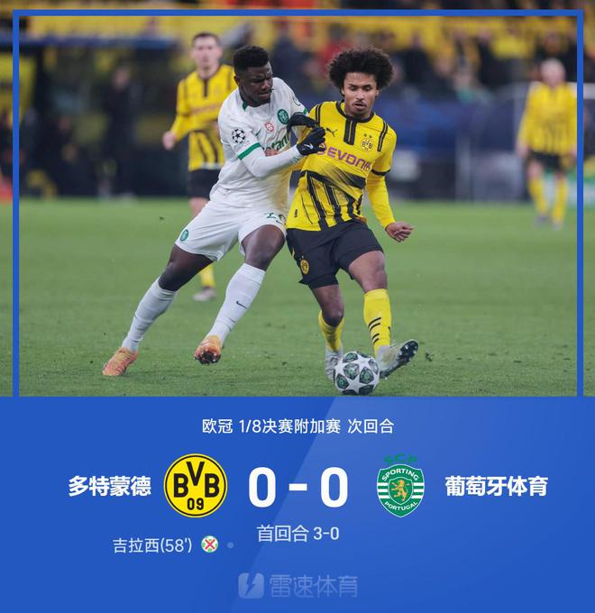 歐冠戰(zhàn)報(bào)：吉拉西失點(diǎn)球，埃姆雷詹破門無效，德蒙德平葡萄牙。
