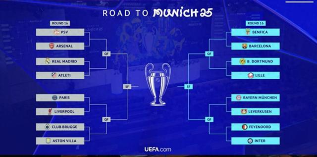 德甲三隊同半?yún)^(qū)，一隊進決賽，無緣歐冠內戰(zhàn)。