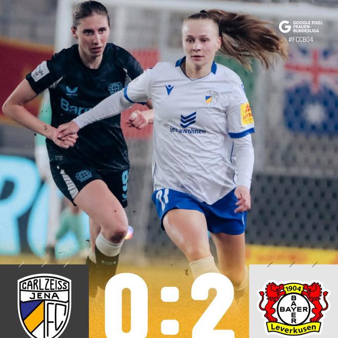 德女甲第16輪，卡爾蔡司女足實力較弱，沈夢露未獲出場機會。