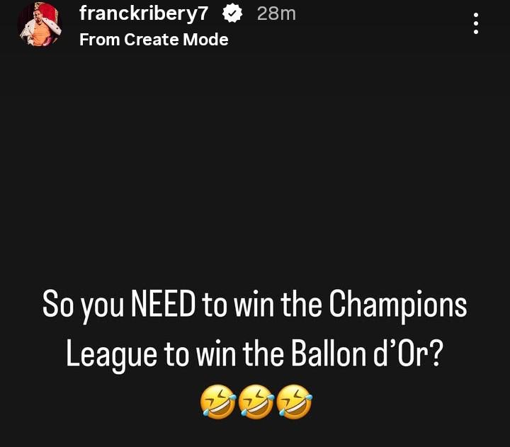 里貝里疑似回應(yīng)C羅：所以你需要贏得歐冠才能拿到金球獎？